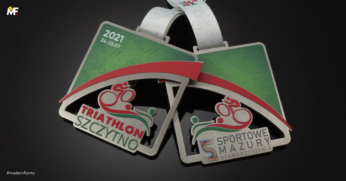 Medals Sport Triathlon Cut outs Double-sided Premium Silver Stainless steel 