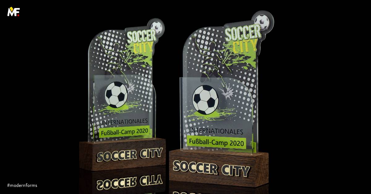 Trophies Sport Football Custom One-sided Plexiglass Standard Wood 