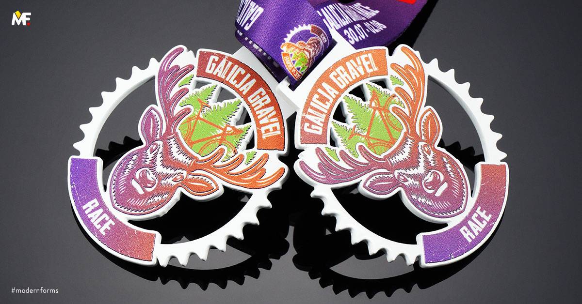 Medals Sport Cycling Cut outs One-sided Premium Steel White 
