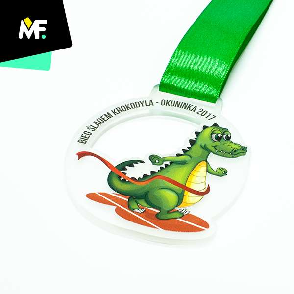 Medals Sport Running Medals One-sided Plexiglass Premium Round Running Satin Sport 