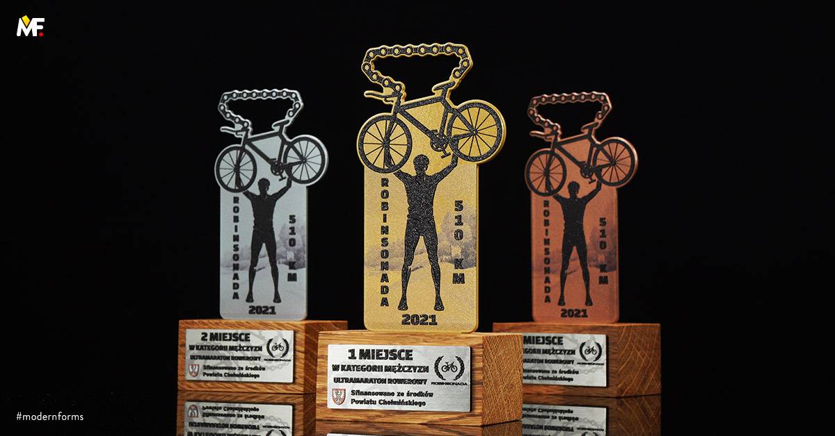 Trophies Sport Cycling Brown Custom Gold One-sided Silver Standard Steel Wood 