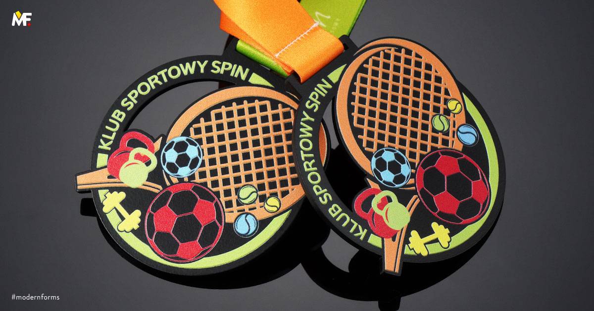 Medals Sport Tennis Black Cut outs One-sided Premium Steel 