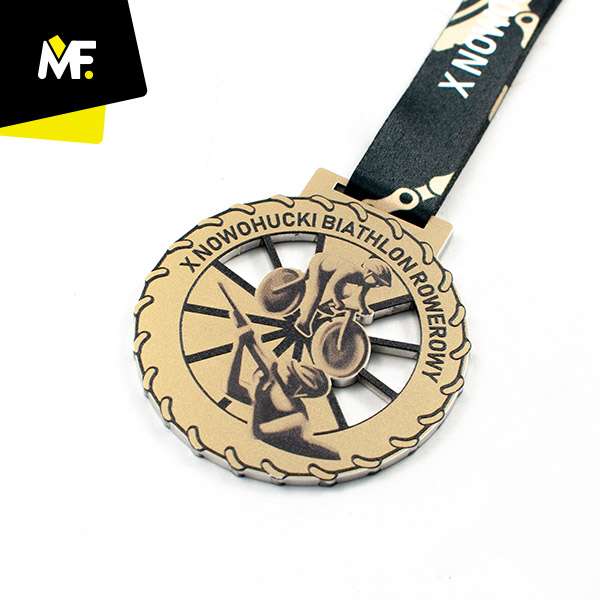 Medals Sport Cycling Black steel Cycling Double-sided Gold Medals Premium Round Sport 