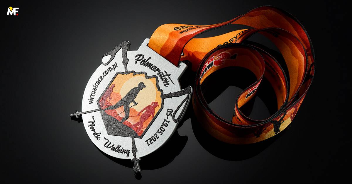 Medals Sport Nordic walking Custom One-sided Premium Silver Steel 
