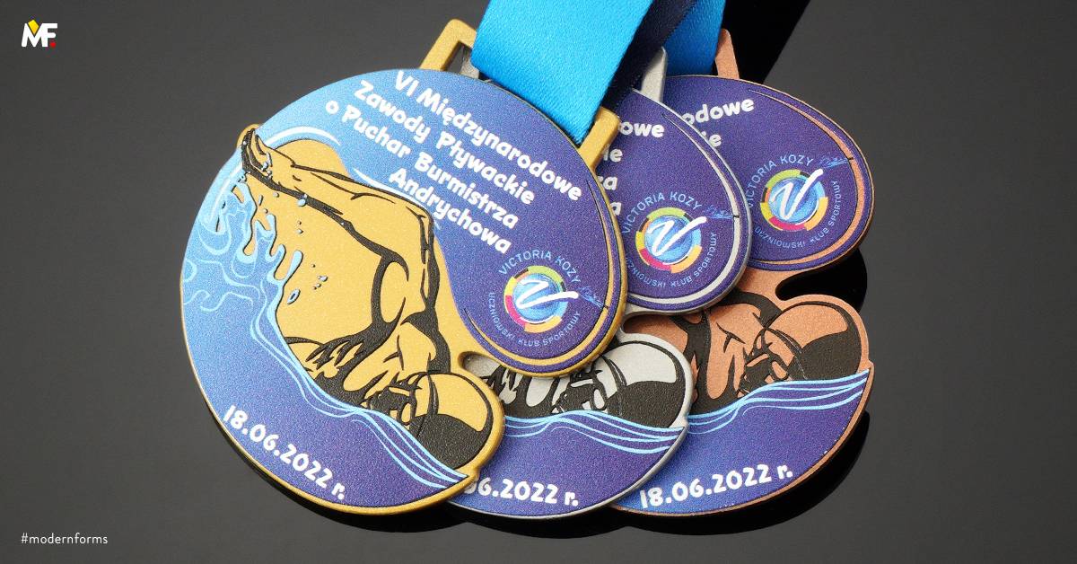 Medals Sport Swimming Brown Gold Silver Standard Steel 