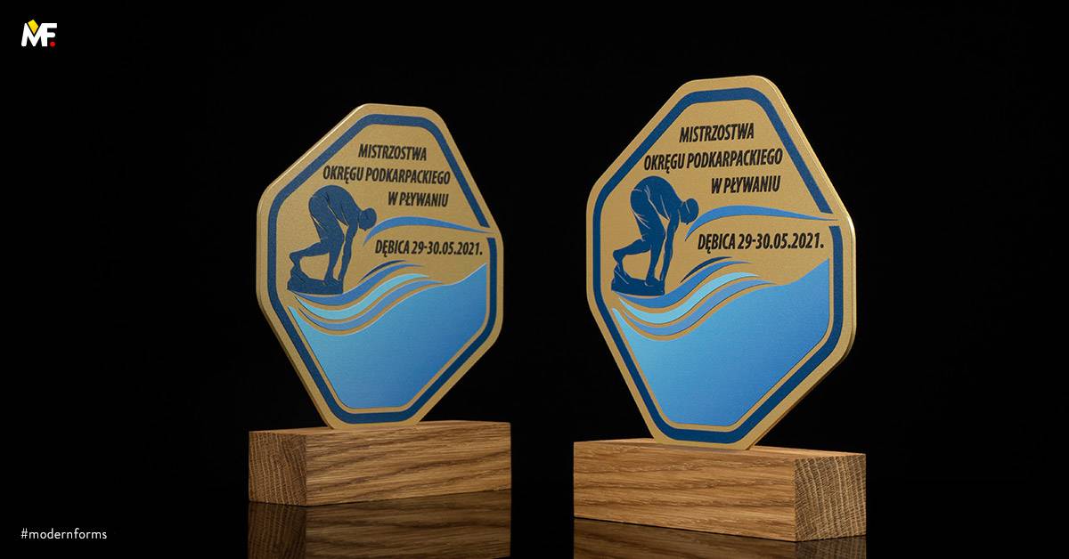 Trophies Sport Swimming Custom Gold Standard Steel Wood 