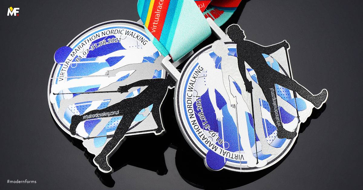 Medals Sport Nordic walking Custom One-sided Premium Silver Steel 