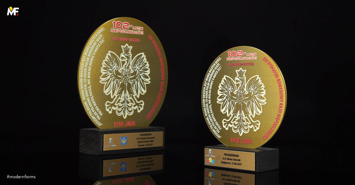 Trophies Commemorative Patriotic Custom Gold One-sided Premium Stainless steel Wood 