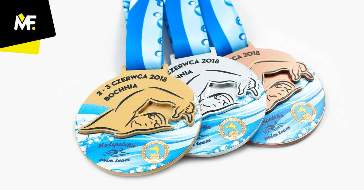 Medals Sport Swimming Black steel Brown Gold Medals One-sided Premium Round Silver Sport Swimming 