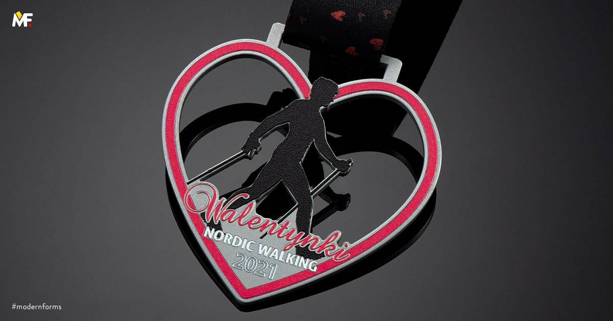 Medals Sport Nordic walking Cut outs One-sided Premium Silver Steel 