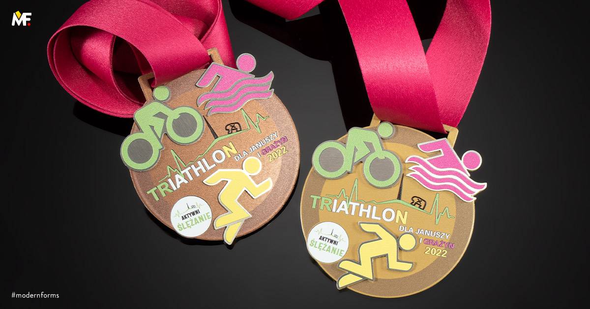 Medals Sport Triathlon Brown Gold Premium Silver Stainless steel Steel 
