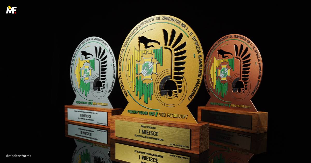 Trophies Sport Running Brown Cut outs Gold Premium Silver Steel Wood 