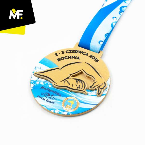 Medals Sport Swimming Black steel Brown Gold Medals One-sided Premium Round Silver Sport Swimming 