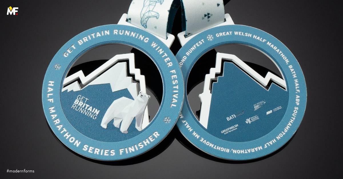 Medals Sport Running Cut outs Double-sided Premium Steel White 