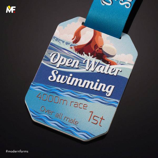 Medale Sportowe Pływanie Jednostronny Niestandardowy Premium Srebrny Stal Stal nierdzewna 
