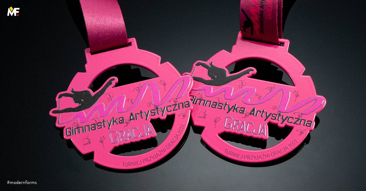 Medals Sport Gymnastics Pink Premium Steel 