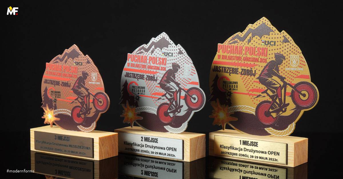 Trophies Sport Cycling Brown Gold Silver Standard Steel Wood 