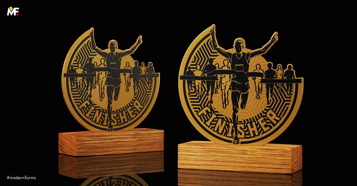 Trophies Sport Running Custom Gold One-sided Standard Steel Wood 