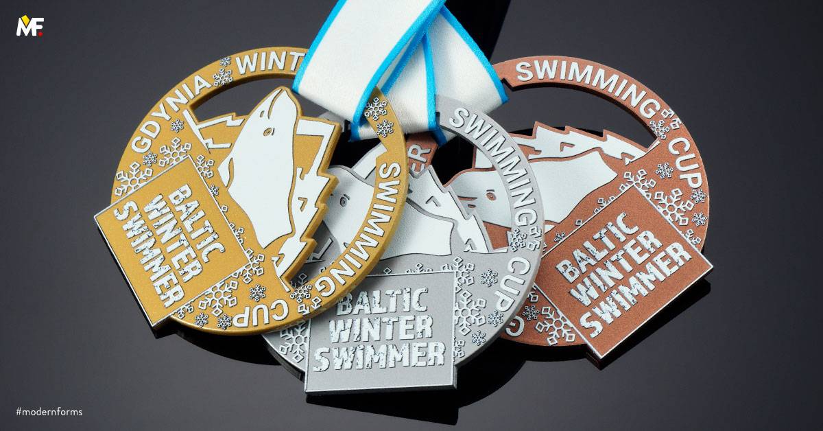 Medals Sport Swimming Brown Cut outs Double-sided Gold Premium Silver Steel 