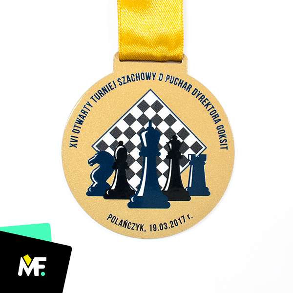 Medals Sport Chess Black steel Chess Gold Medals One-sided Premium Round Sport 